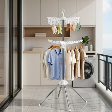 Artiss Clothes Rack Airer 2 Tier Rotatable Hanger Foldable