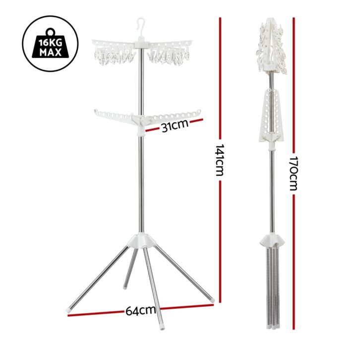 Artiss Clothes Rack Airer 2 Tier Rotatable Hanger Foldable - Image 2