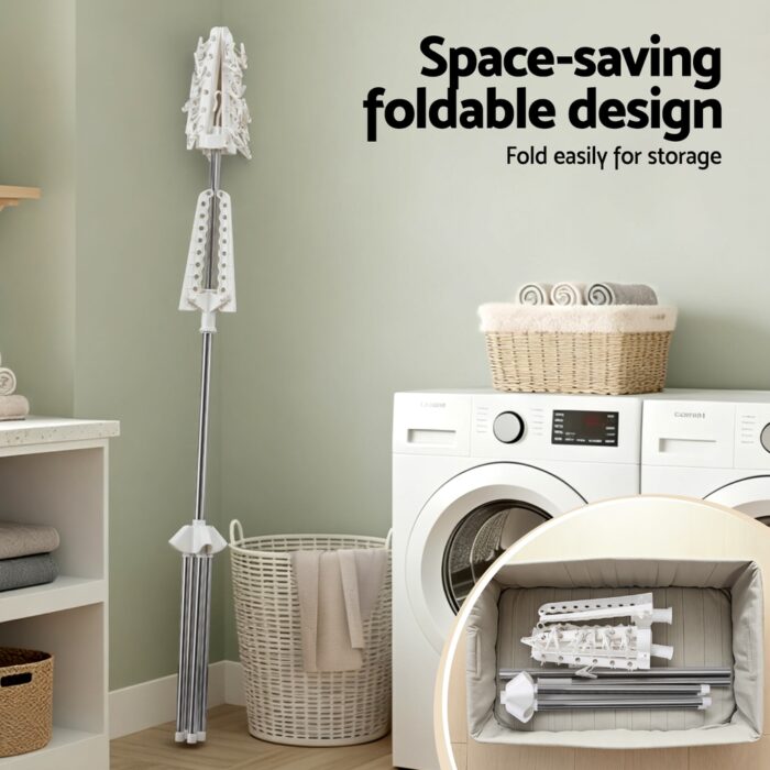 Artiss Clothes Rack Airer 2 Tier Rotatable Hanger Foldable - Image 5