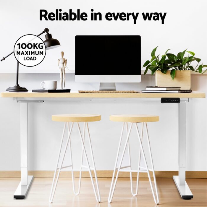 Artiss Standing Desk Motorised Dual Motor 120CM White Oak - Image 6