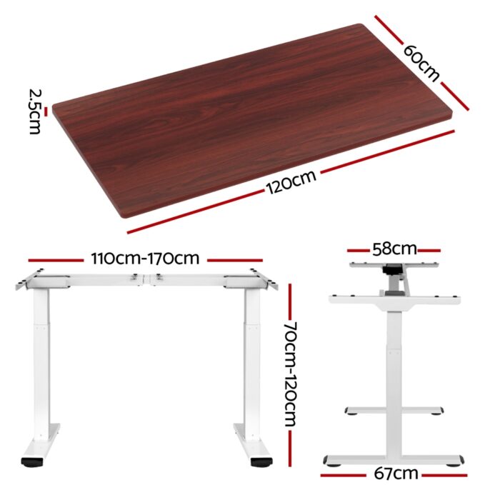 Artiss Standing Desk Motorised Dual Motor 120CM Walnut - Image 2