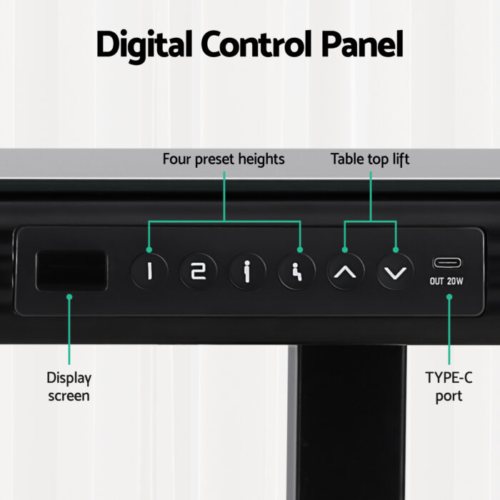 Artiss Electric Standing Desk Motorised Glass Top Black 120CM - Image 6