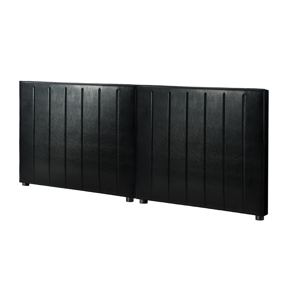 HB-EDDI-LEA-BKX2-01 Oikiture Bed Frame Headboard Double Queen King Bedhead Black Leather - Image 1