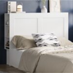 Oikiture Bed Head with Shelves Double Size White - Image 7