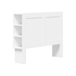 Oikiture Bed Head with Shelves Queen Size White
