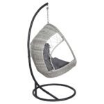 Gardeon Outdoor Egg Swing Chair Wicker Furniture Pod Stand Armrest Light Grey - Image 3