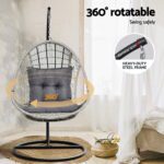 Gardeon Outdoor Egg Swing Chair Wicker Furniture Pod Stand Armrest Light Grey - Image 6