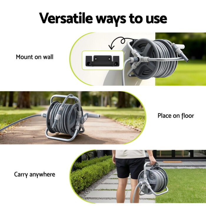 Green Fingers 20m Retractable Garden Hose Reel Heavy Duty 1/2" Hose Auto Rewind - Image 5
