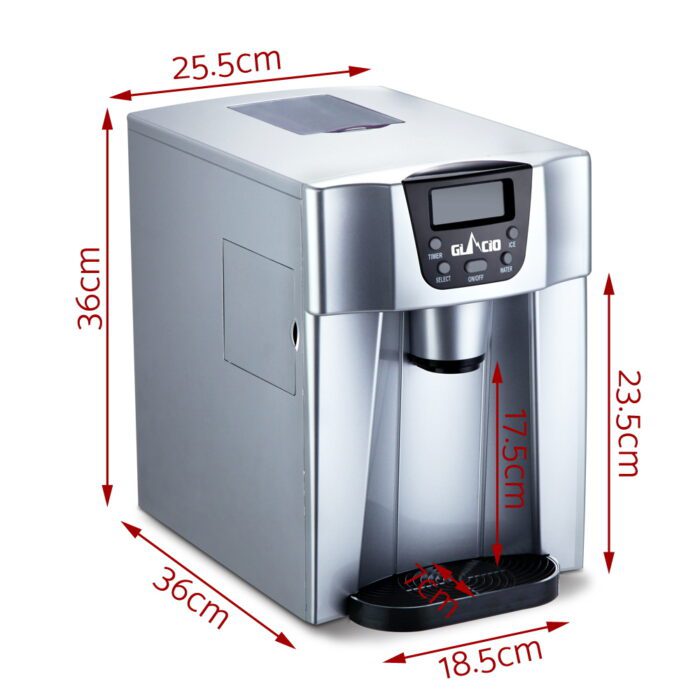 Devanti 2L Portable Ice Cuber Maker & Water Dispenser - Silver - Image 2
