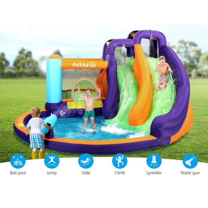 AirMyFun Inflatable Water Slide Kids Jumping Trampoline Castle Double Slide - Image 4