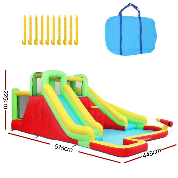 Doctor Dolphin Kids Inflatable Pool Water Slide Park Jumping Castle 575X445CM - Image 2