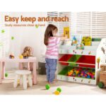 Keezi 3 Tiers Kids Bookshelf Storage Children Bookcase Toy Box Organiser Rack 6 Bins - Image 6