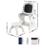 Keezi Kids Table and Chair Set 2 in 1 Easel Desk Stool w/ LCD Writing Tablet - Image 2