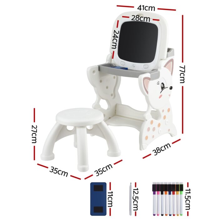 Keezi Kids Table and Chair Set 2 in 1 Easel Desk Stool w/ LCD Writing Tablet - Image 2