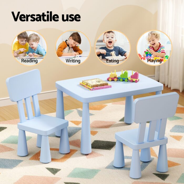 1 Keezi Kids Table and 2 Chairs Set Blue - Image 4