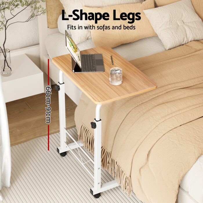 Artiss Laptop Desk Table Adjustable 60CM Light Wood - Image 4