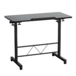 Artiss Laptop Desk Table Height Adjustable Wooden Bed Side Tables 80CM Black - Image 3