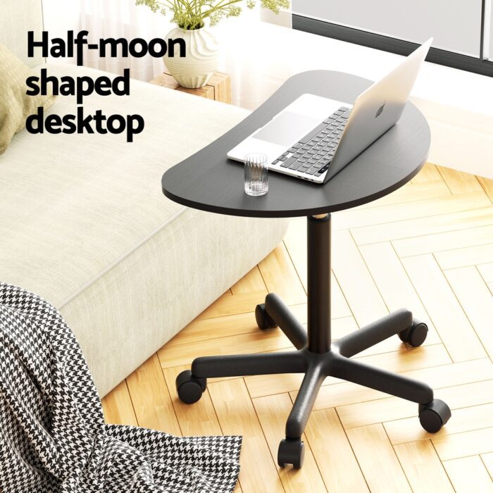 Artiss Laptop Desk Portable Height Adjustable Table Caster Wheels 60CM Black - Image 5