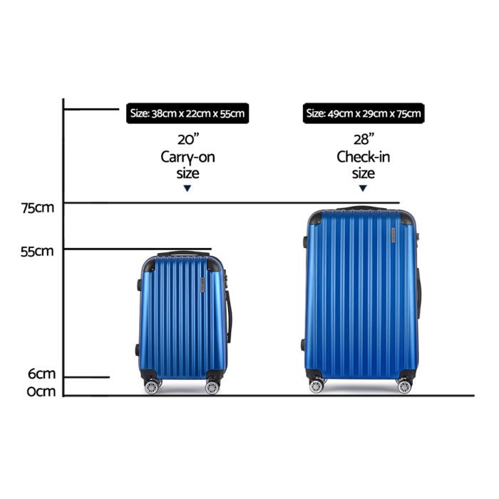 Wanderlite 20-28 Inch Luggage 2Set with TSA Lock Spinner Carry On Hard Shell Travel Suitcase Luggage Case Blue - Image 2