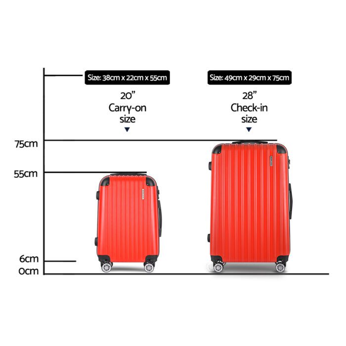 Wanderlite 20-28 Inch Luggage 2Set with TSA Lock Spinner Carry On Hard Shell Travel Suitcase Luggage Case Red - Image 2