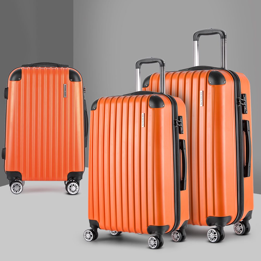 LUG-ABS-CLA-3SET-OR-13535-07 Wanderlite 20-24-28 Inch Luggage 3Set with TSA Lock Spinner Carry On Hard Shell Travel Suitcase Luggage Case Orange - Image 1