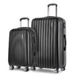 Wanderlite 20in 28in Luggage 2Set with Zipper Lock Carry On Hard Shell Travel Suitcase Luggage Case Black - Image 3