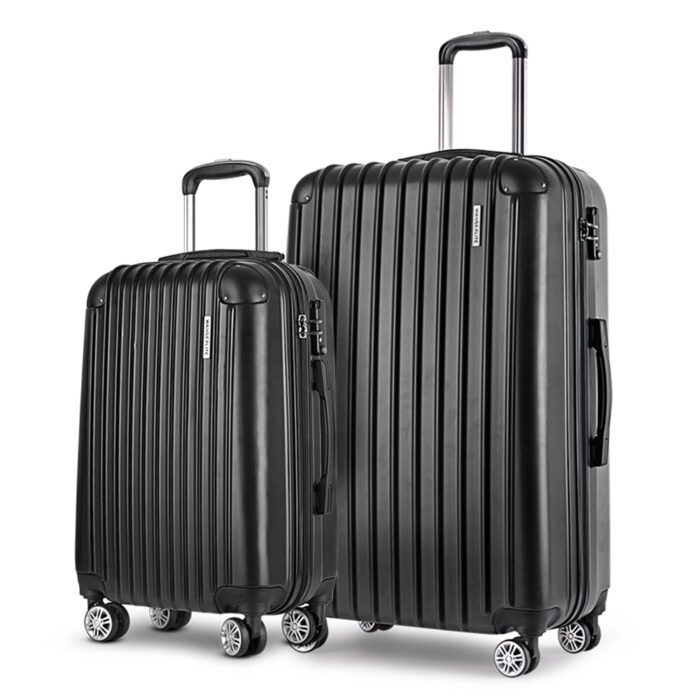 Wanderlite 20in 28in Luggage 2Set with Zipper Lock Carry On Hard Shell Travel Suitcase Luggage Case Black - Image 3