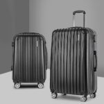Wanderlite 20in 28in Luggage 2Set with Zipper Lock Carry On Hard Shell Travel Suitcase Luggage Case Black