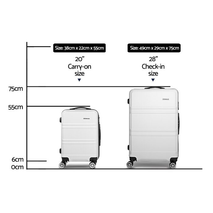 Wanderlite 20" 28" Luggage with TSA Lock Spinner Travel Suitcase Carry On Hard Shell Luggage Case White - Image 2