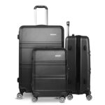 Wanderlite 3Set 20-24-28 Inch Luggage with TSA Lock Spinner Travel Suitcase Carry On Hard Shell Luggage Case Black - Image 3