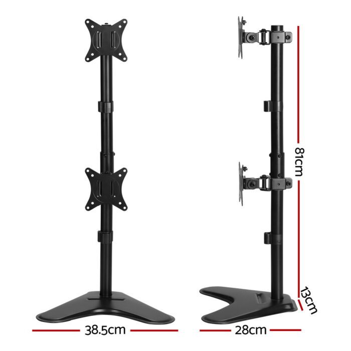 Artiss Monitor Arm Stand Dual Mount HD LED TV Bracket Holder Freestanding - Image 2