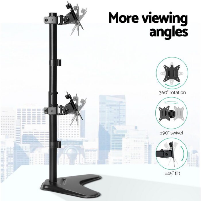 Artiss Monitor Arm Stand Dual Mount HD LED TV Bracket Holder Freestanding - Image 4