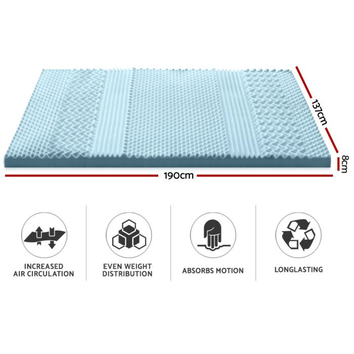 Giselle Bedding Memory Foam Mattress Topper 7-Zone 8cm Double - Image 2
