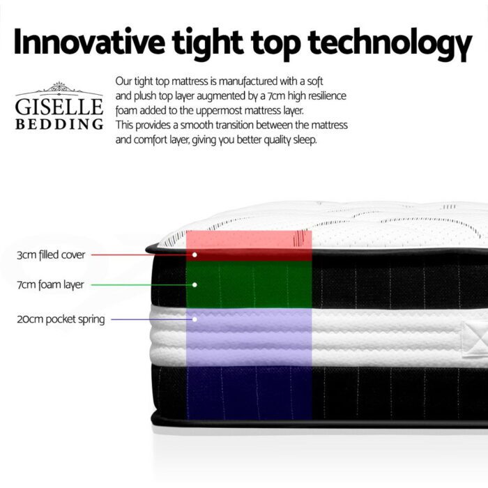 Giselle Bedding 30cm Mattress Medium Firm Queen - Image 4