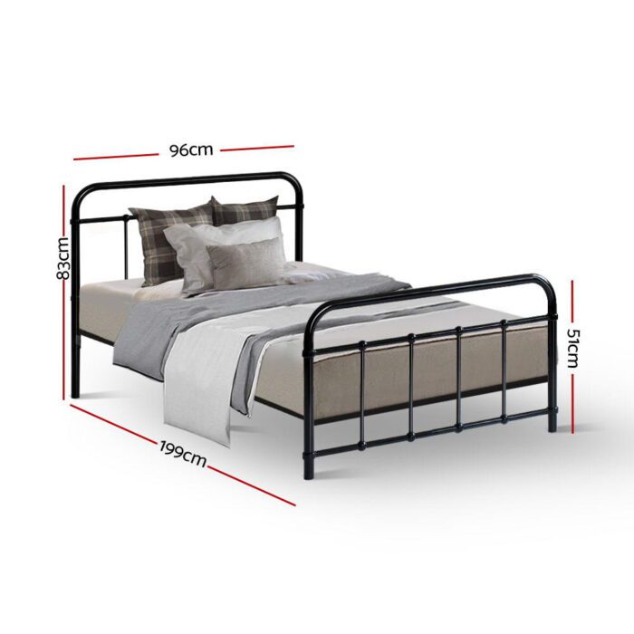 Artiss Bed Frame Metal Bed Frame LEO - Single (Black) - Image 2