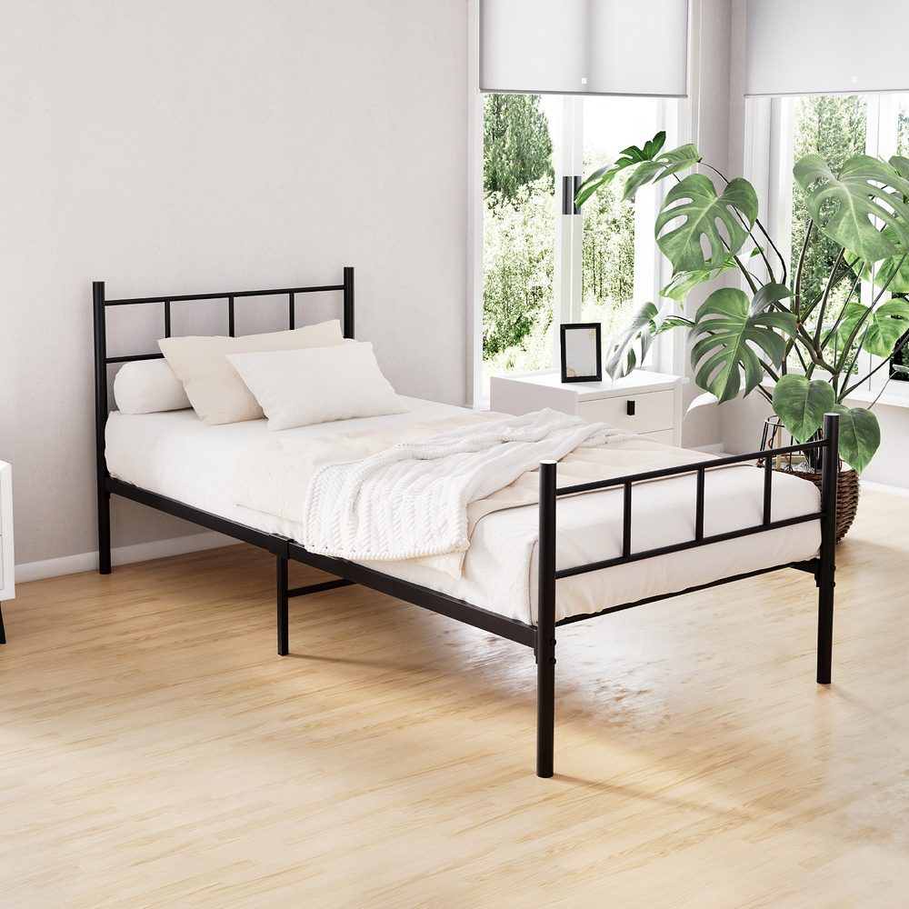 MBED-C-SOL-S-BK-21564-07 Artiss Bed Frame Single Metal Bed Frame SOL - Image 1