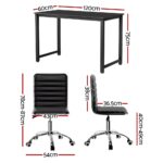 Artiss Computer Desk 120cm Executive Office Chairs Set PU Leather Low Back Black - Image 2