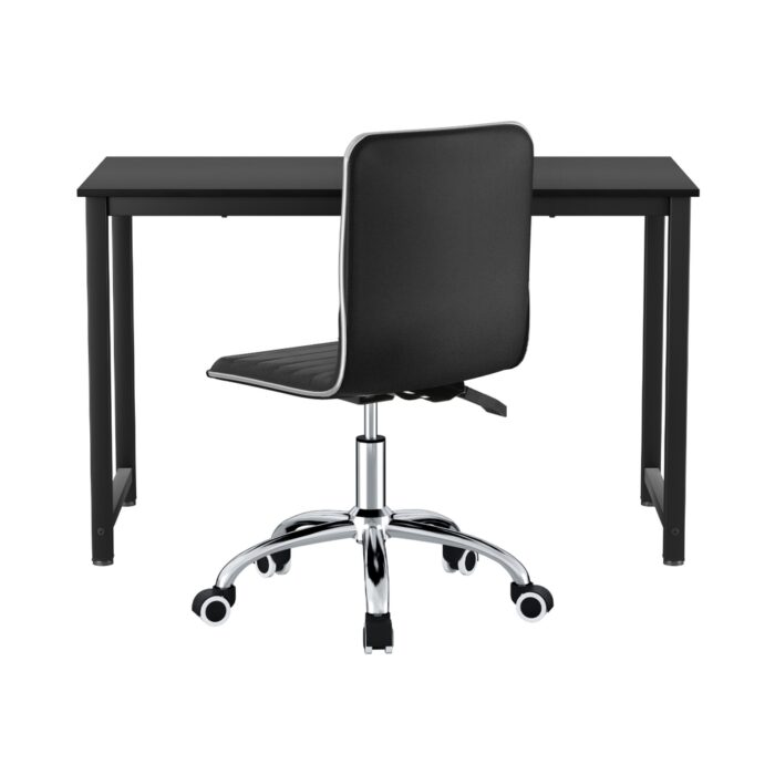 Artiss Computer Desk 120cm Executive Office Chairs Set PU Leather Low Back Black - Image 3