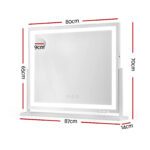 80x65cm Embellir Makeup Mirror Hollywood Vanity with LED Light White Frame - Image 2