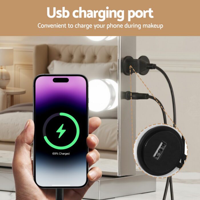 Embellir Makeup Mirror 58x46cm Hollywood Vanity with LED Light Tabletop Wall - Image 6