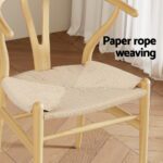 1 Set of 2 Artiss Dining Chairs Wooden Rattan Seat Wishbone Back - Image 6