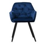 Artiss Dining Chairs Set of 2 Velvet Diamond Tufted Armchair Blue - Image 3