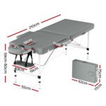 Zenses Massage Table 55cm Portable 2 Fold Aluminium Beauty Bed Grey - Image 2
