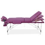 Zenses Massage Table 75cm Portable 3 Fold Aluminium Beauty Bed Violet - Image 3