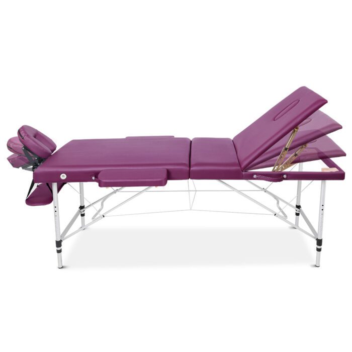 Zenses Massage Table 75cm Portable 3 Fold Aluminium Beauty Bed Violet - Image 3
