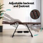 Zenses Massage Table Adjustable Salon Bed Chair 3-Fold Brown - Image 4
