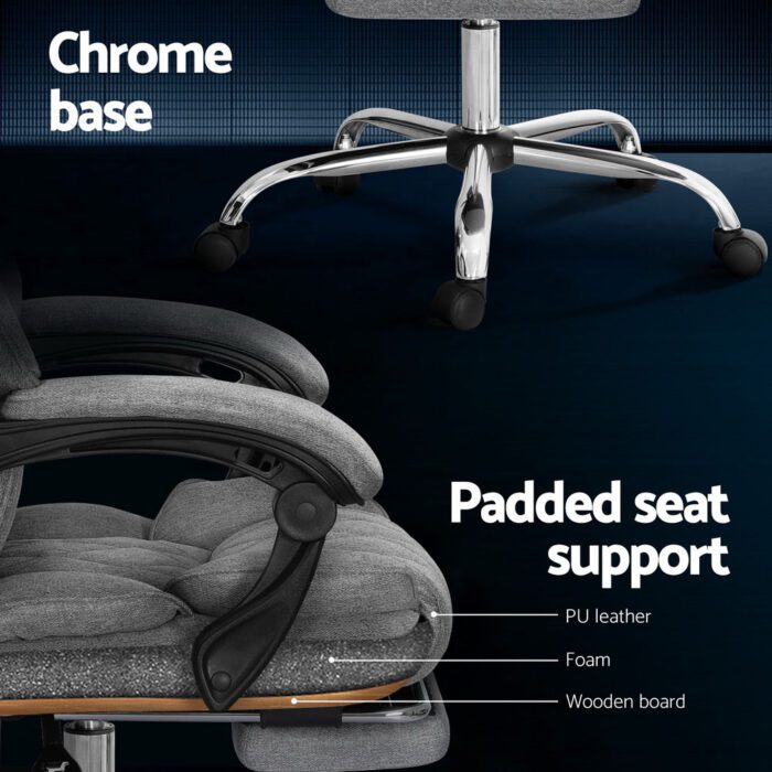 Artiss Executive Office Chair Footrest Grey - Image 6