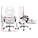 Artiss Executive Office Chair Leather Footrest White - Image 2