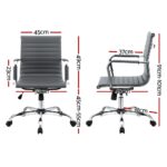 Artiss Office Chair Conference Chairs PU Leather Mid Back Grey - Image 2
