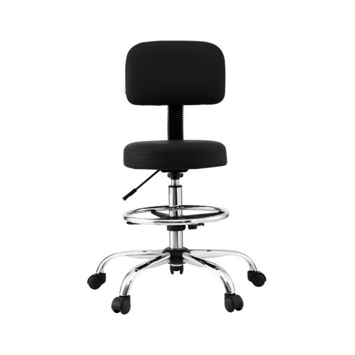 Artiss Office Chair Drafting Computer Standing Desk Chairs Ergonomic PU Black - Image 3
